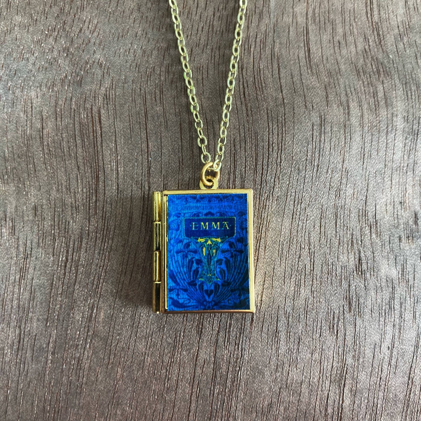 Book Locket - Emma: Blue Vintage (Brass)