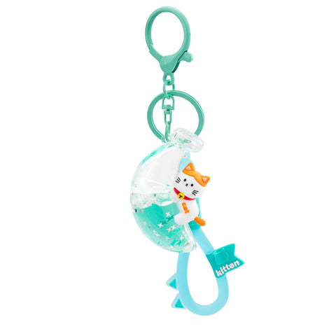 Sensory Keychain - Relaxing Banana Cat Liquid Effect: Green