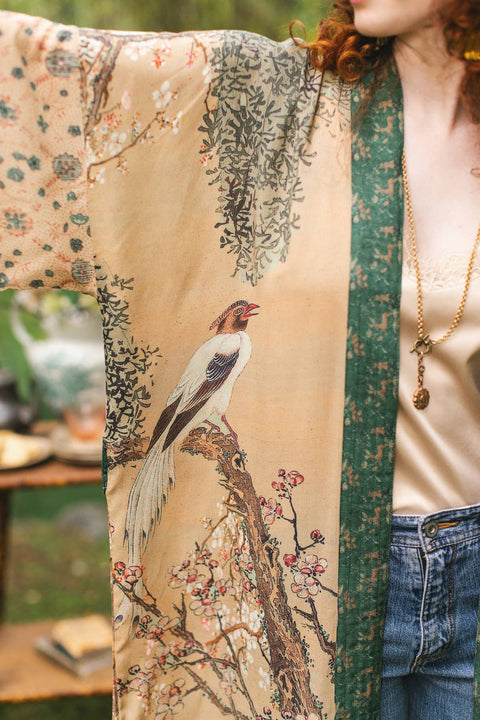 Duster Kimono Robe - Fable Opera with Deer Moon & Blossom