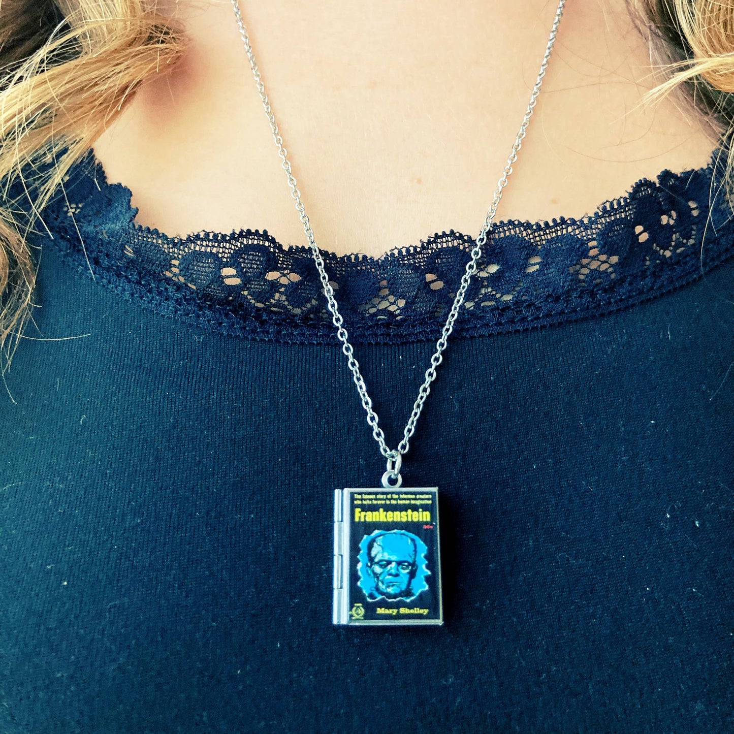 Book Locket Frankenstein : Stainless Steel