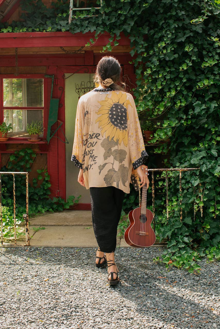 Bamboo Bohemian Kimono Cardigan with Belt - Milk & Honey