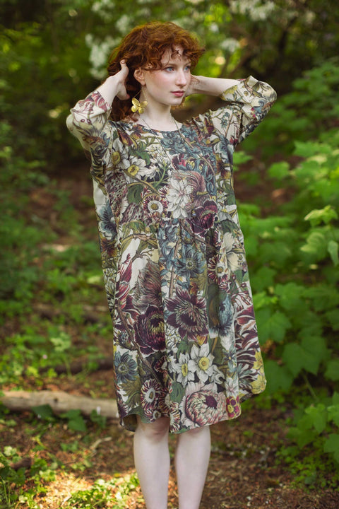 Artist Dress Tunic w/ Pockets - Love Grows Wild Bees & Floral