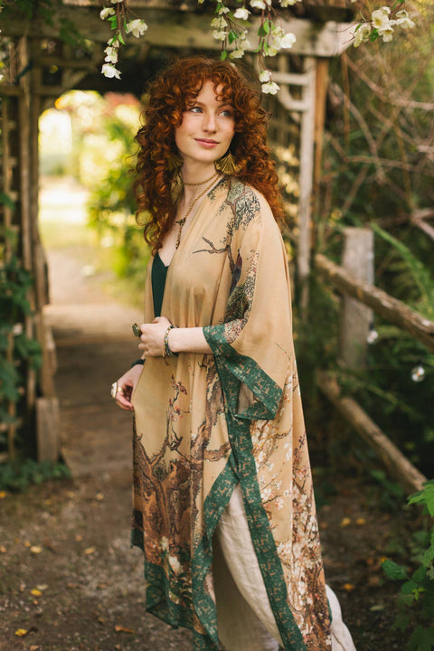 Starduster Kimono - Fable Bohemian Goddess with Deer and Moon