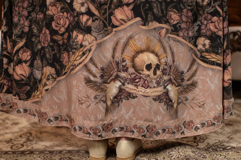 Bohéme Long Maxi Slip Dress - Momento with Starling & Skull