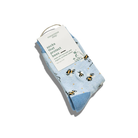 Kids Socks that Protect Bees - Blue