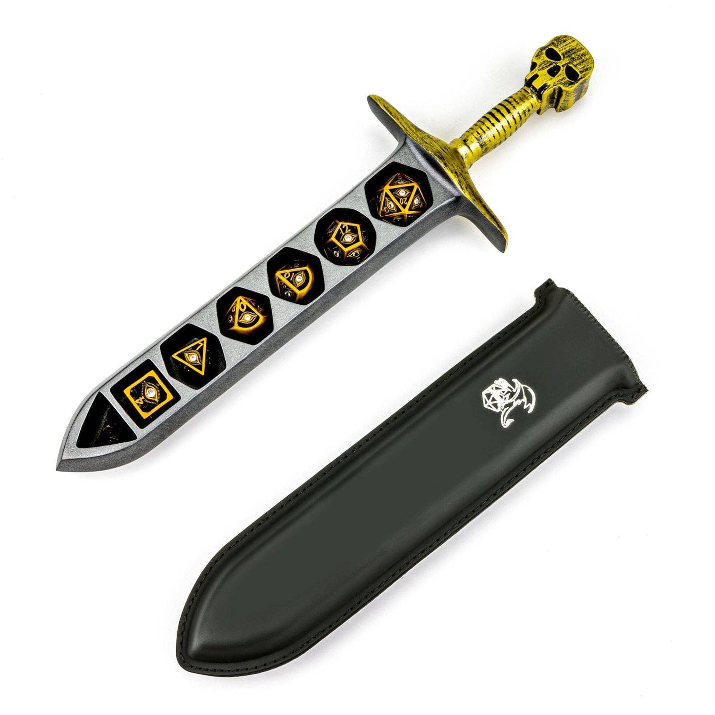 Grim Dagger Dice Case with Sheath Cover - Gold