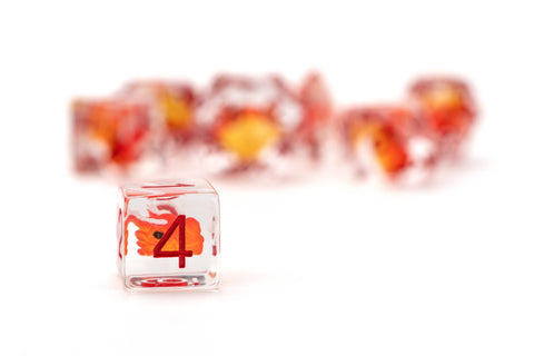 Dragon Storm Inclusion Resin Dice Set - Red Dragon