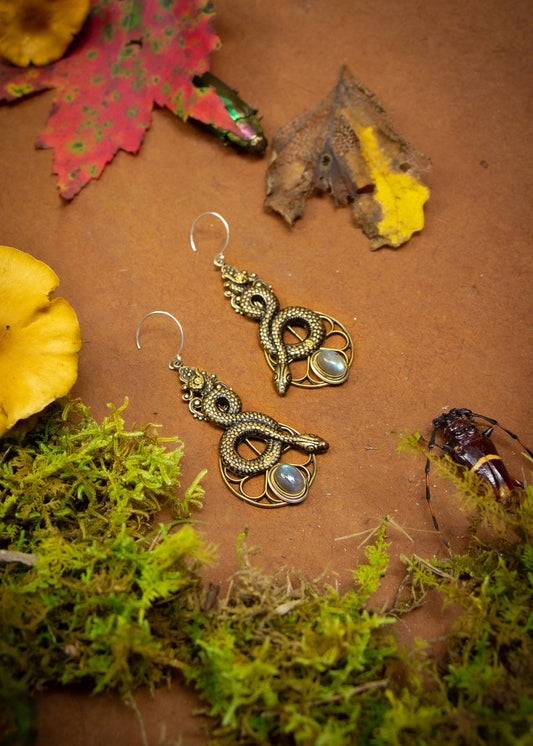 Earrings - Snake-Stone Wheel Style