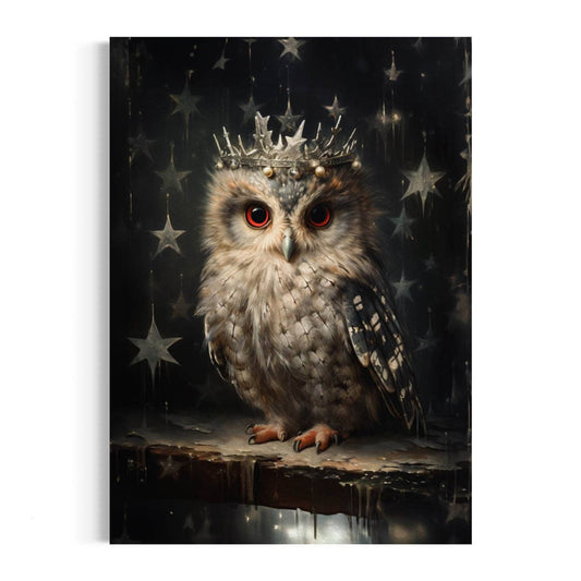 Owl In Antique Star Crown Vintage Portrait   Wall Art 47AS