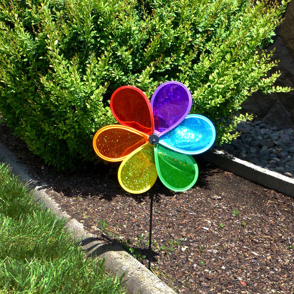 Garden Spinner - Rainbow Glitter Flower