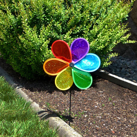 Garden Spinner - Rainbow Glitter Flower