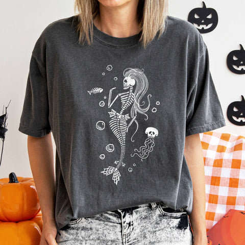 Tee Shirt - Mermaid Skeleton Jellyfish Halloween
