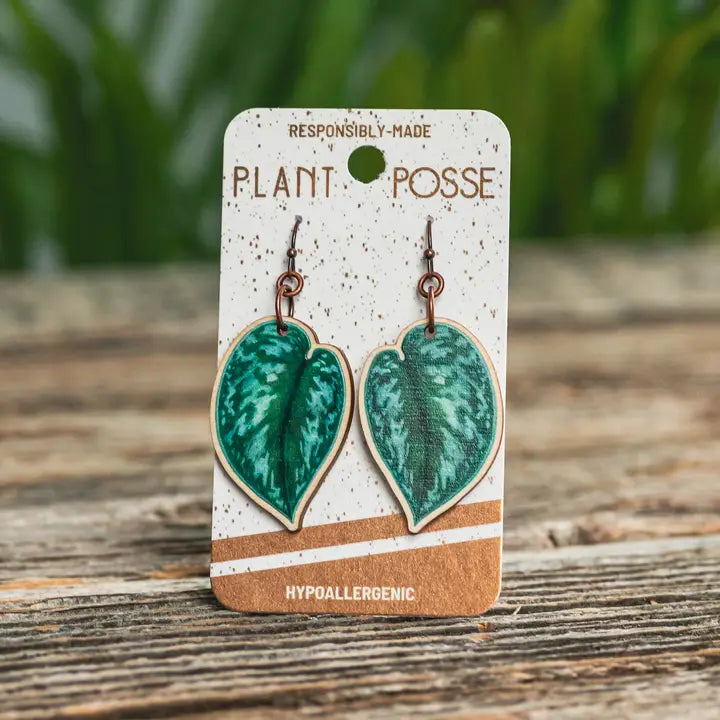 Dangle Earrings - Silver Satin Pothos