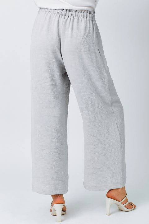 Pants - Textured Wide Leg Lilac Grey