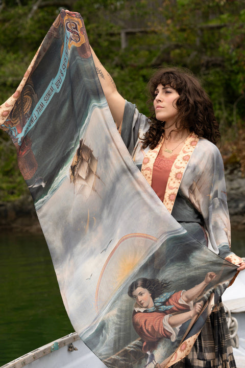 Scarf (Bamboo) - Hold Fast Boat, Sun, Moon & Rainbow