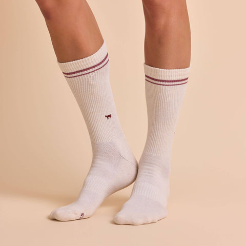 Comfort Crew Socks that Save Farm Animals - White/Maroon/Blue (3pk)