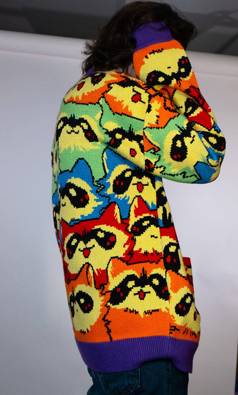Cardigan - Rainbow Raccoon