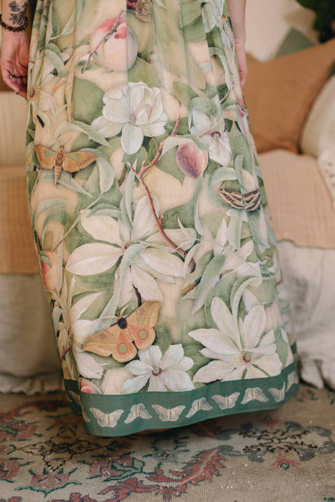 Bohéme Long Maxi Slip Dress - Fleur De Soleil with Florals