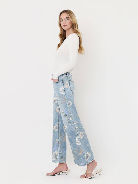 Jeans - Super High Rise Extreme Vintage Flare: Floral Pattern