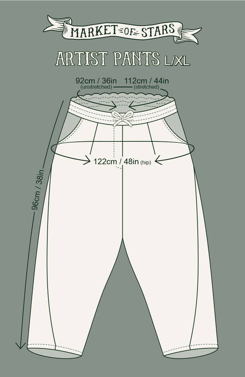 Linen Cropped Artist Pants - Flight of Fancy with Hummingbird