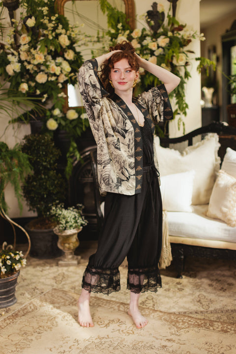 Pixie Duster Crop Kimono - Honey & The Moon with Florals & Bees