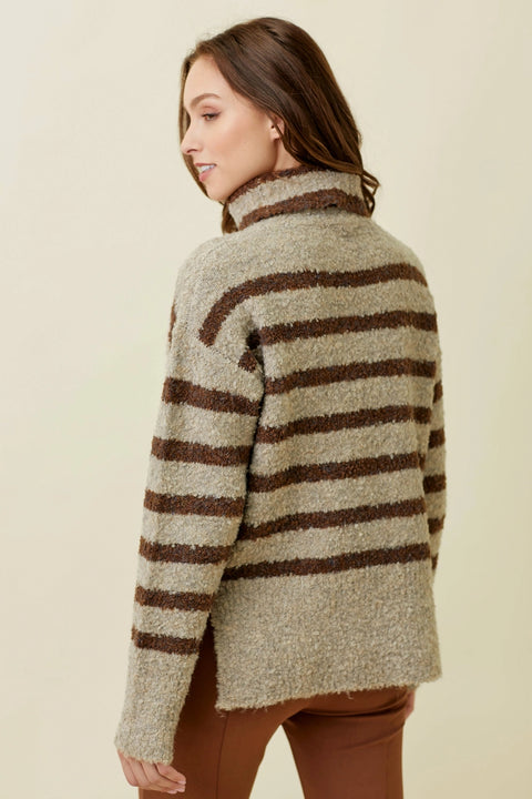 Top - Striped Turtle Neck Sweater