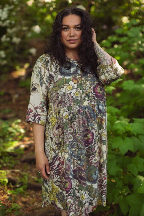 Artist Dress Tunic - Love Grows Wild with Pockets, Bees & Floral