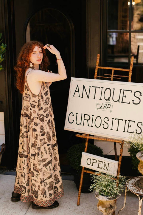 Bohéme Maxi Slip Dress - Curiosities w/ whimiscal print