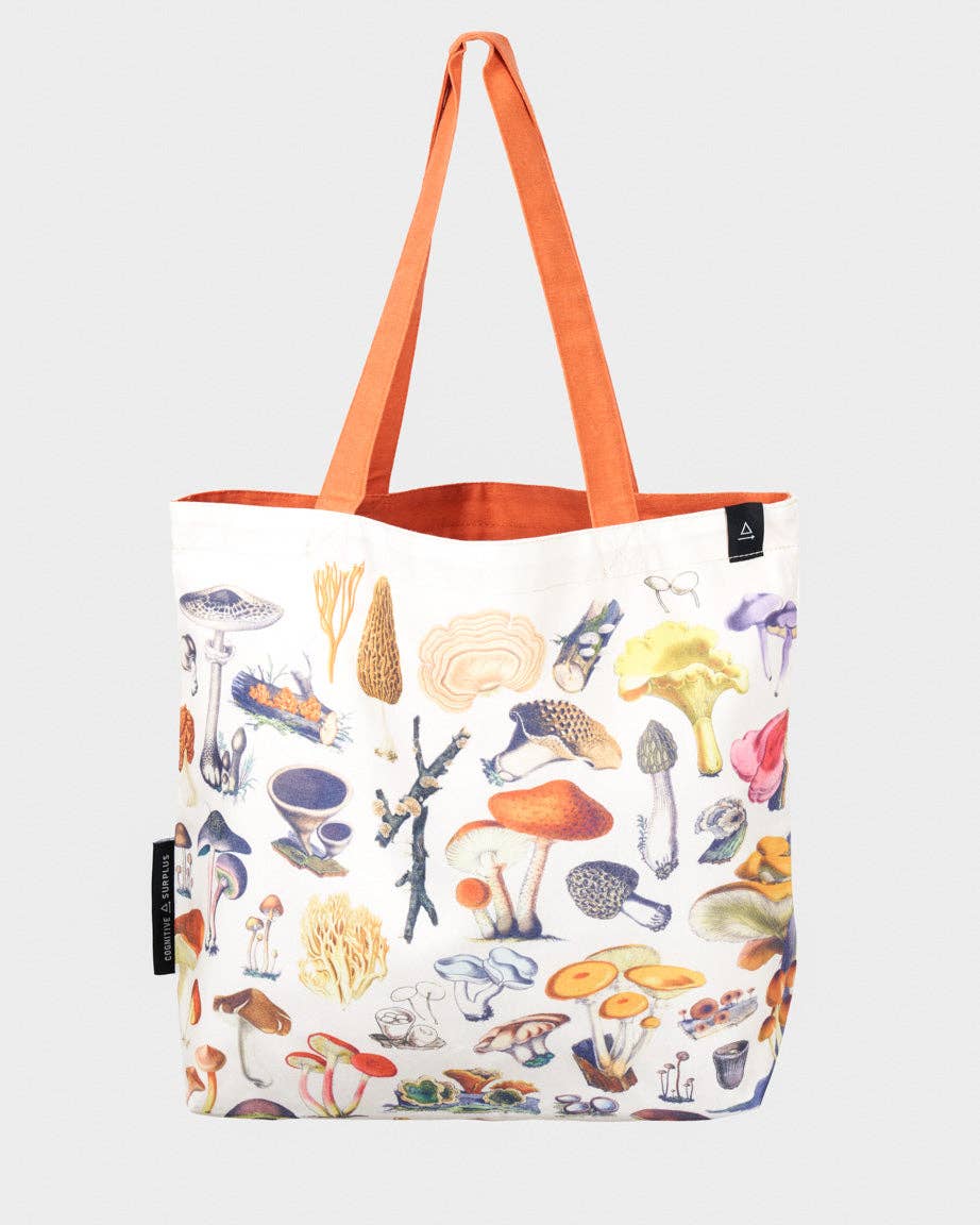 Canvas Shoulder Tote - Woodland Mushrooms