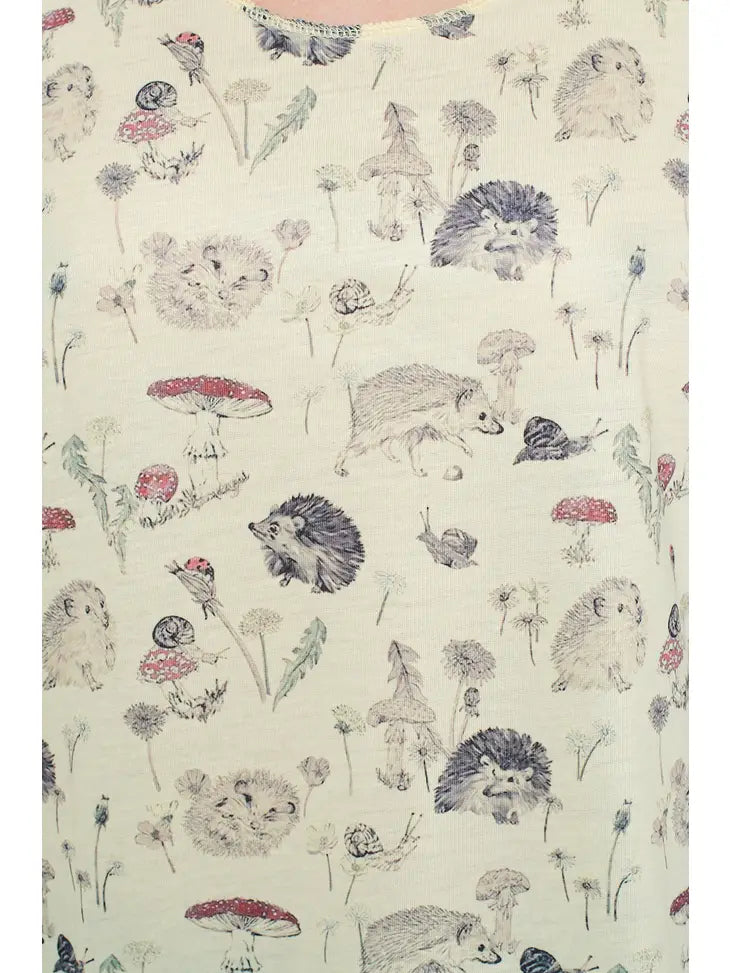Tank Top - Hedgehog Floral Print