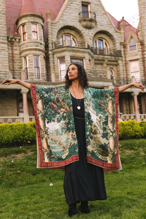 Goddess Duster Kimono - Wildheart with Florals, Unicorn & Castle