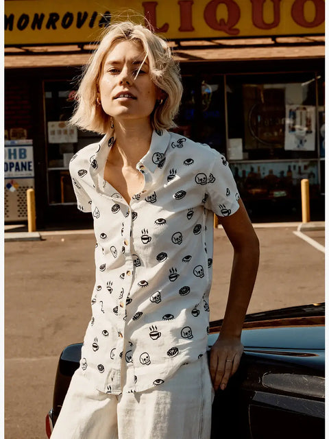 Casual Button Down Shirt - Morning Glory Coffee (Women's)