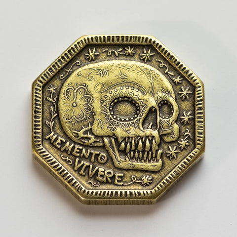 Coin - Memento Mori / Memento Vivere Reminder (Solid Brass)