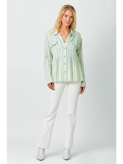 Jacket - Washed Peplum Light Sage