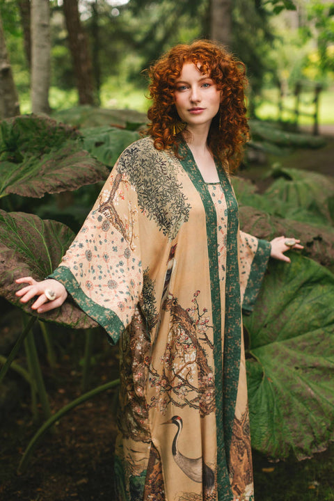 Duster Kimono Robe - Fable Opera with Deer Moon & Blossom