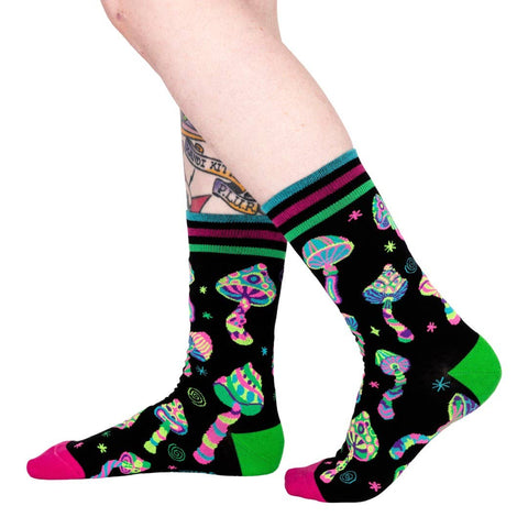 Crew Socks - Funky Fungi (UV Reactive)