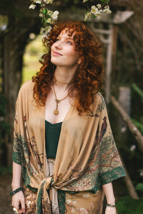 Starduster Kimono - Fable Bohemian Goddess with Deer and Moon