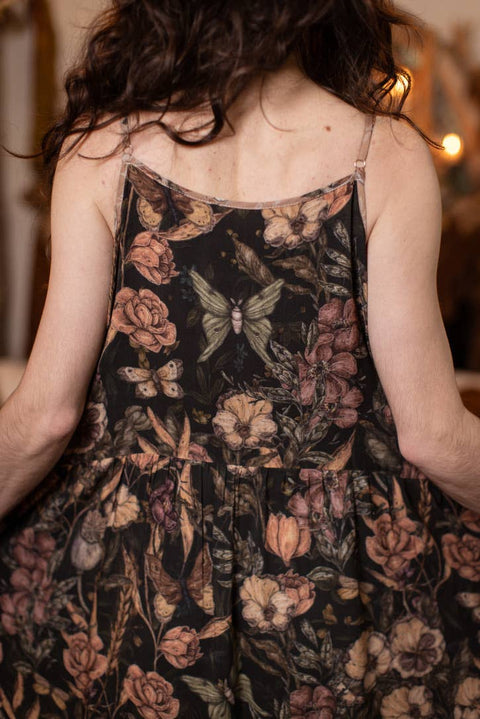 Bohéme Long Maxi Slip Dress - Momento with Starling & Skull