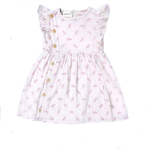 Side Button Dress - Dragonflies
