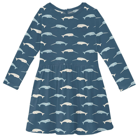 Twirl Dress (Long Sleeve) - Deep Sea Narwhal