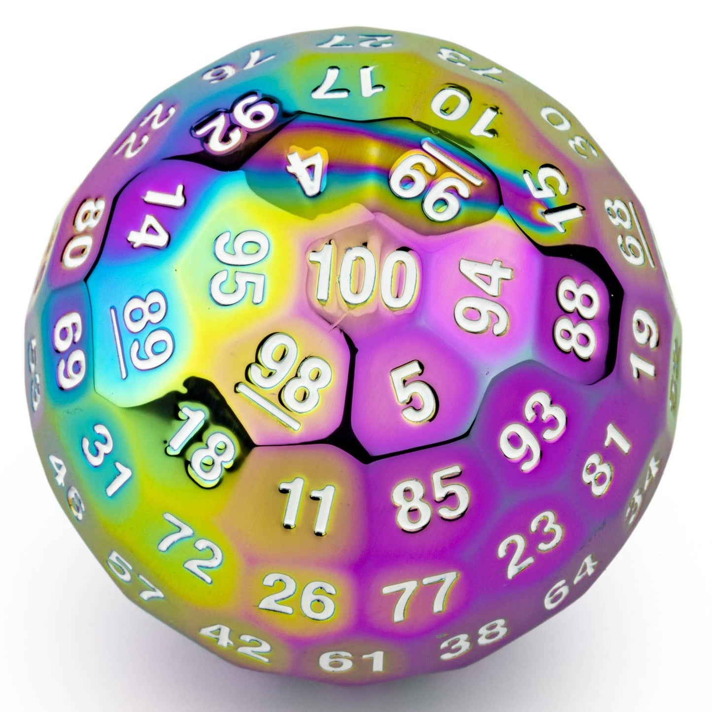 D100 Dice - Titan's Fist 50mm Rainbow Metal