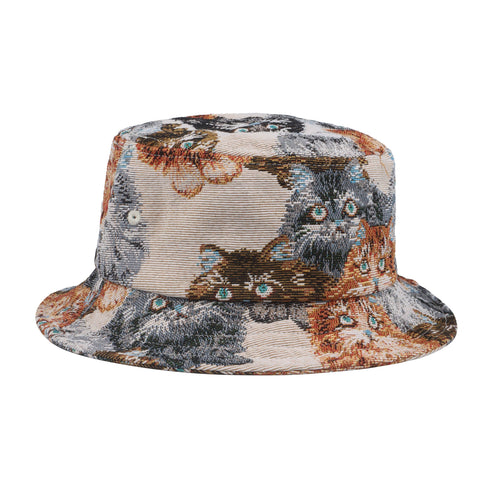 Bucket Hat - Vintage Tapestry Cat Jacquard
