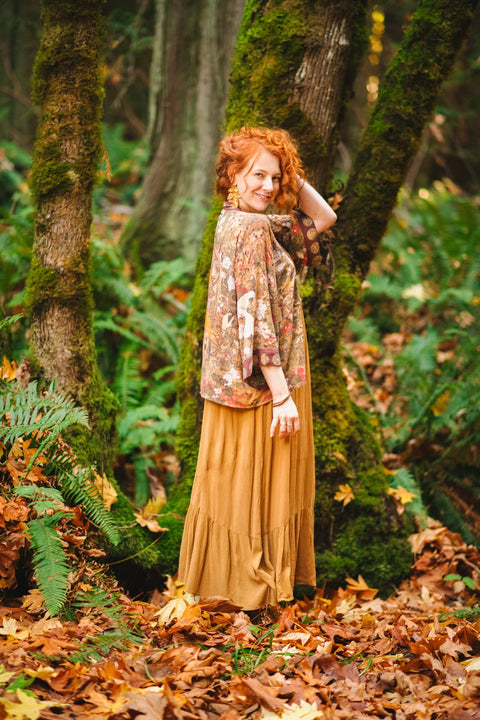 Cropped Bamboo Kimono Cardigan - Dreamweaver With Zodiac Signs