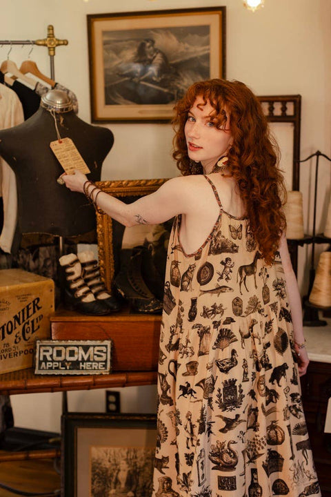 Bohéme Maxi Slip Dress - Curiosities w/ whimiscal print