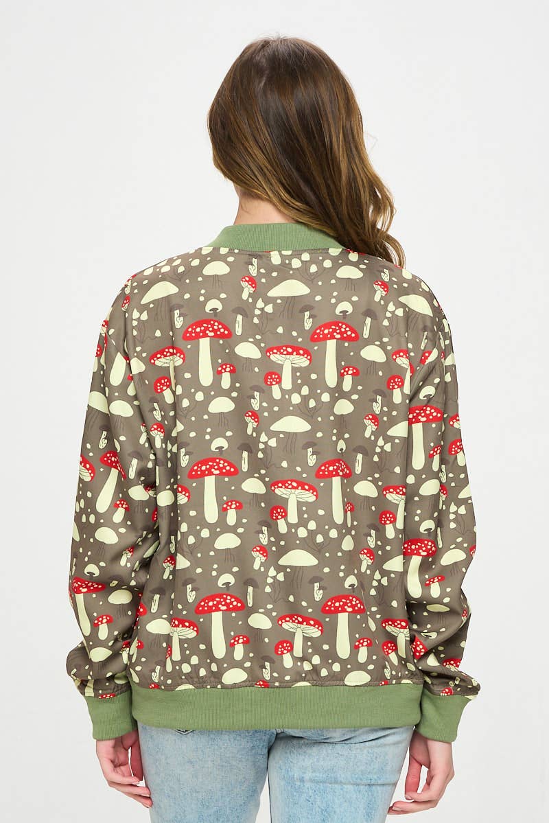 Bomber Jacket - Wild Mushrooms Green