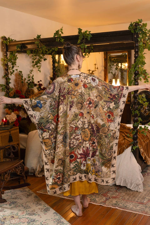 Duster Kimono - Golden Hour Goddess with Floral Print