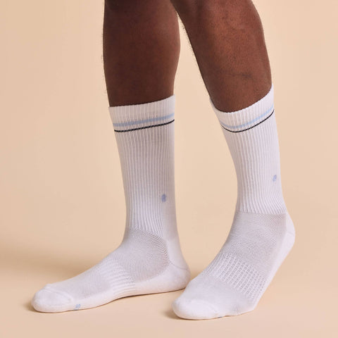 Comfort Crew Socks that Support Mental Health - White/Blue (3pk)