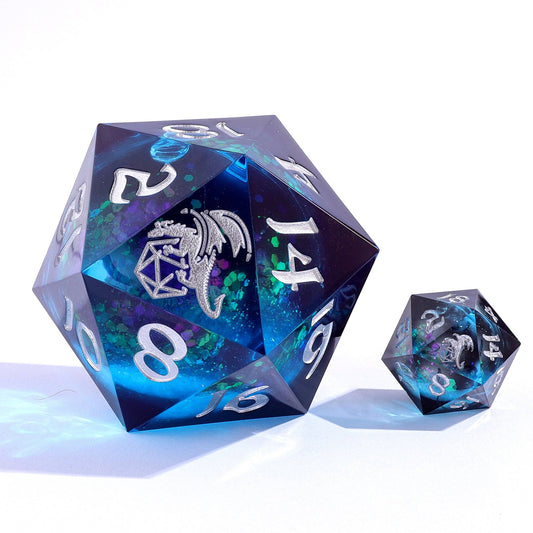 Sharp Edged Resin Liquid Core 55mm D20 - Twilight Azure