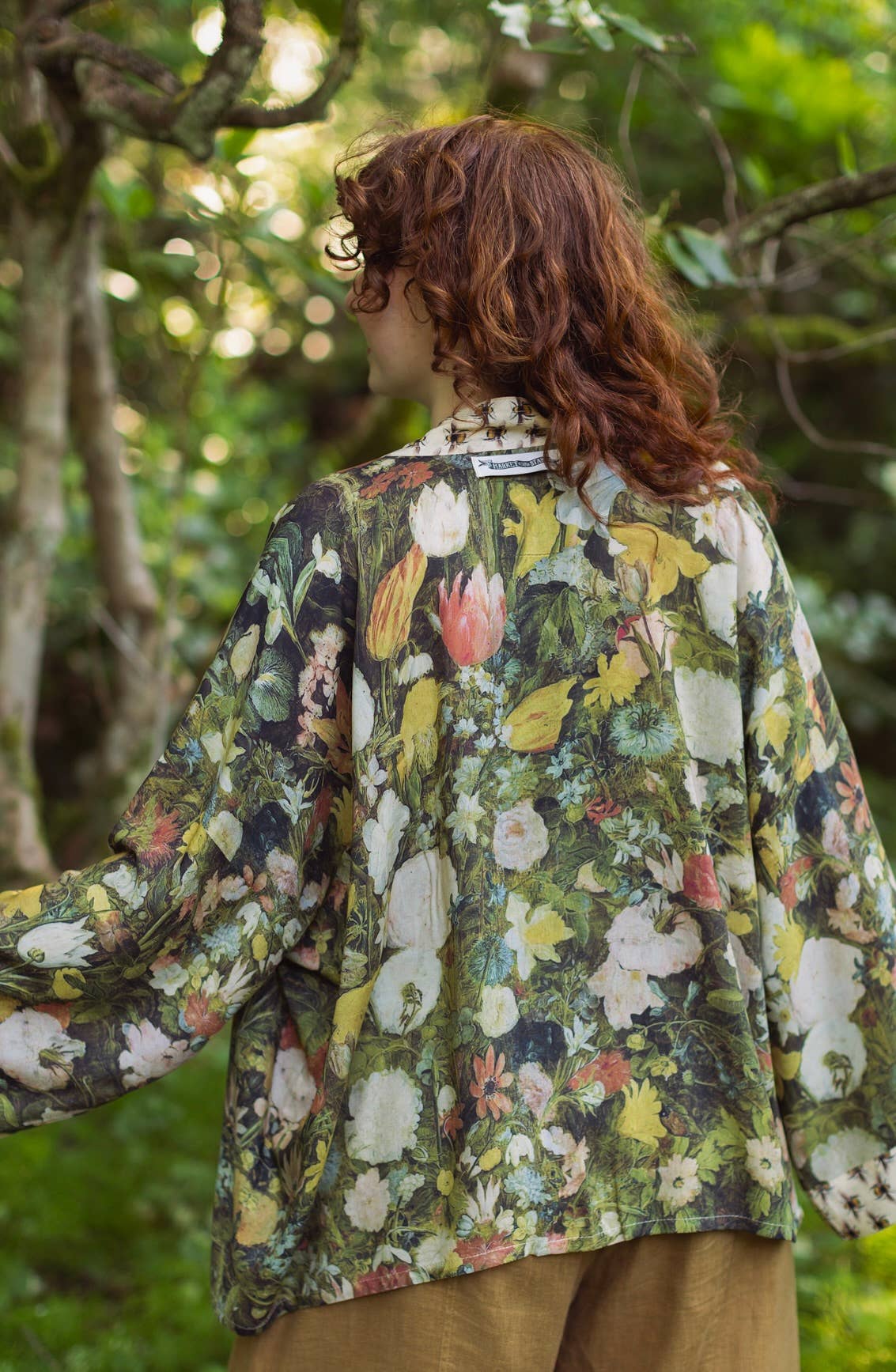 Bamboo Cropped Kimono - I Dream in Flowers with Bees