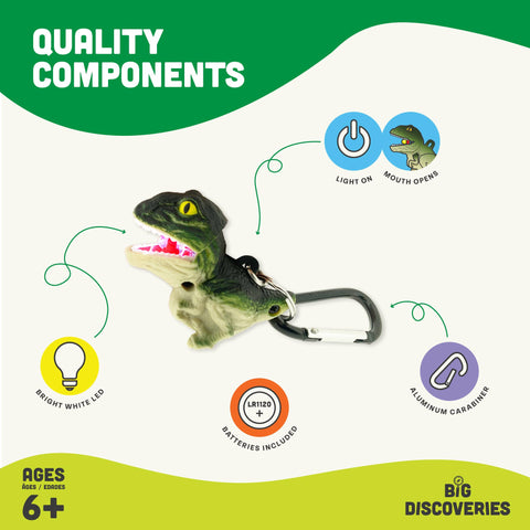 Flashlight - Green T-Rex Carabiner